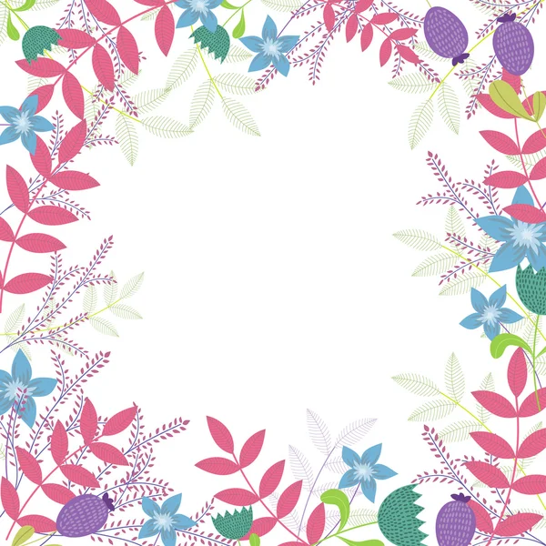 Marco floral con flores brillantes — Vector de stock