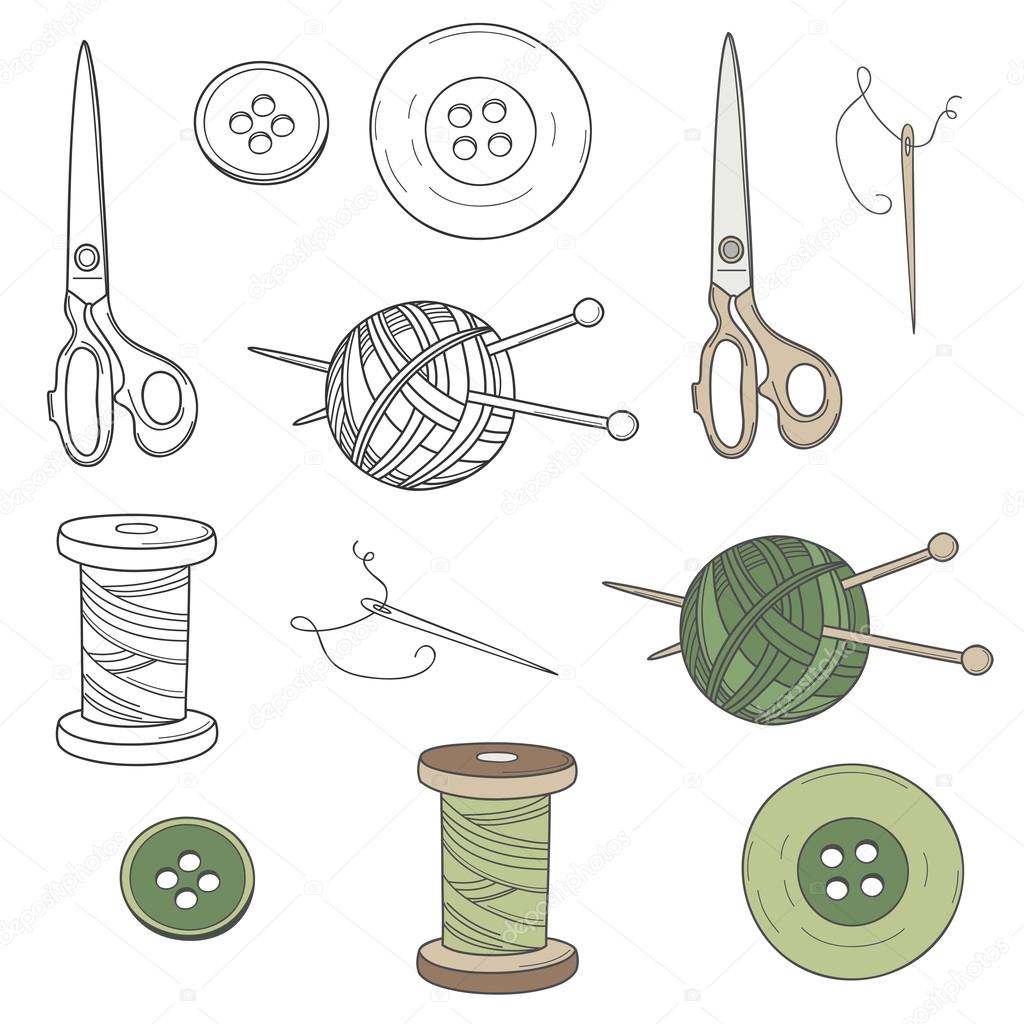 Set with sewing tools Stock Vector Image by ©vareennik #112437340