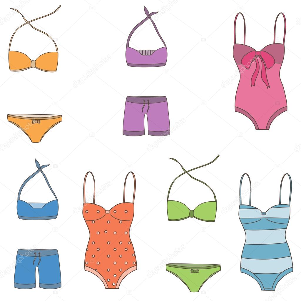 Set with swimsuits Illustration Stock Illustration by ©vareennik #112437764