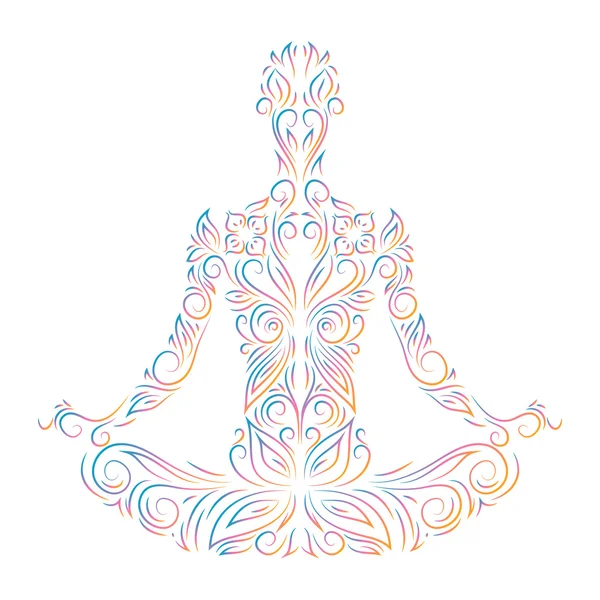 Person sitting in lotus pose — Stock Vector