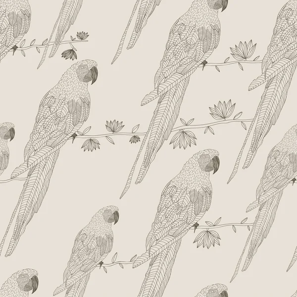 Бесшовный узор с попугаями — стоковый вектор