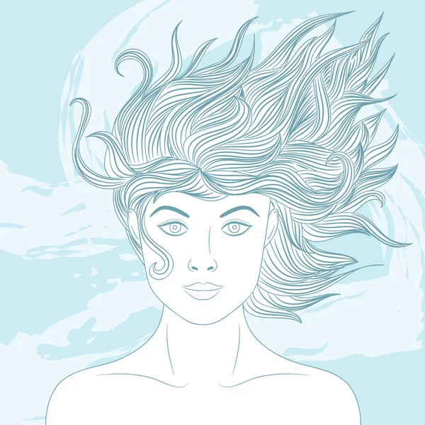 Illustration avec belle tête de femme — Image vectorielle