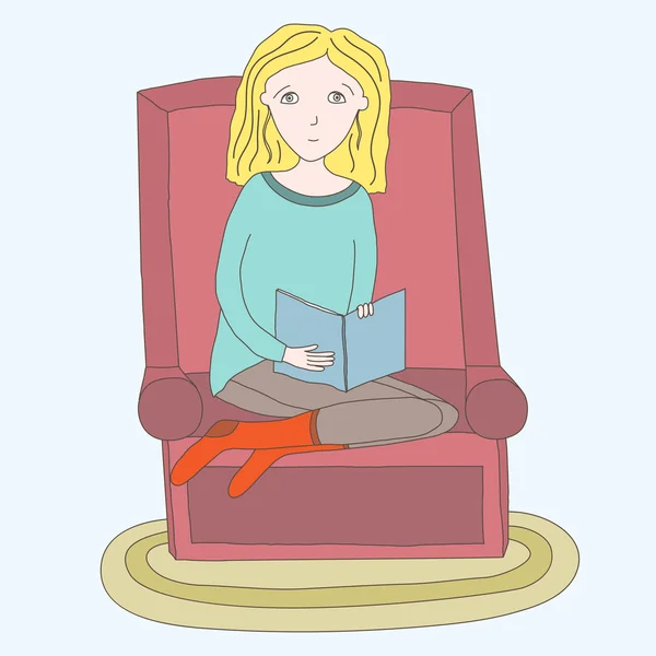 Illustratie met het lezen van meisje — Stockvector