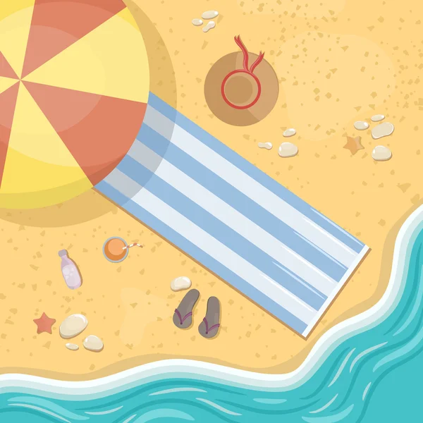 Иллюстрация с солнечным пляжем — стоковый вектор