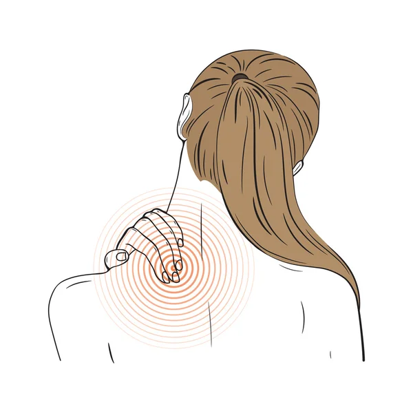 Donna che soffre di dolore al collo — Vettoriale Stock
