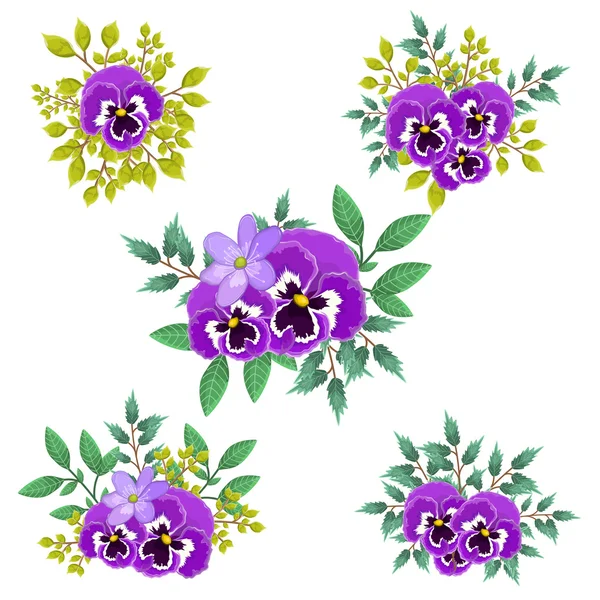 Sada s fialové květy — Stockový vektor