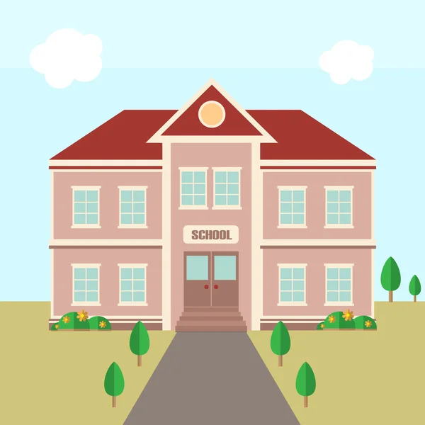 Illustration with school building — Stock Vector