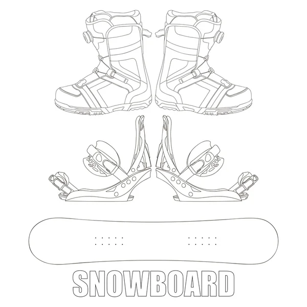 Snowboard ekipman ile ayarla — Stok Vektör