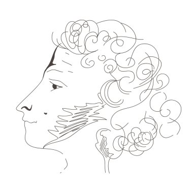 Elle çizilmiş profil Alexandr Pushkin 