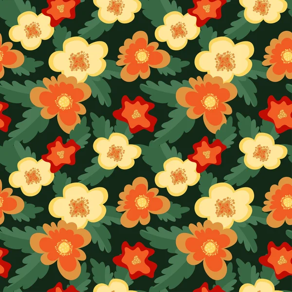 Naadloze patroon met abstracte grote bloemen — Stockvector