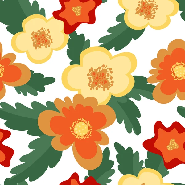 Motif sans couture avec de grandes fleurs abstraites — Image vectorielle