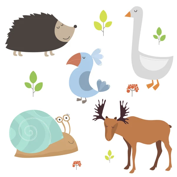 Patrón con diferentes animales planos — Vector de stock