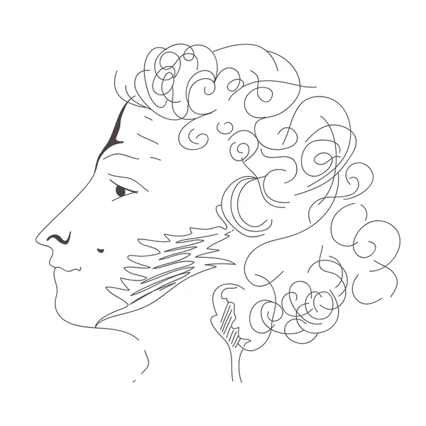 Perfil dibujado a mano Alexandr Pushkin — Vector de stock