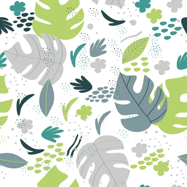 Seamless pattern with tropical leaves — Stock Vector