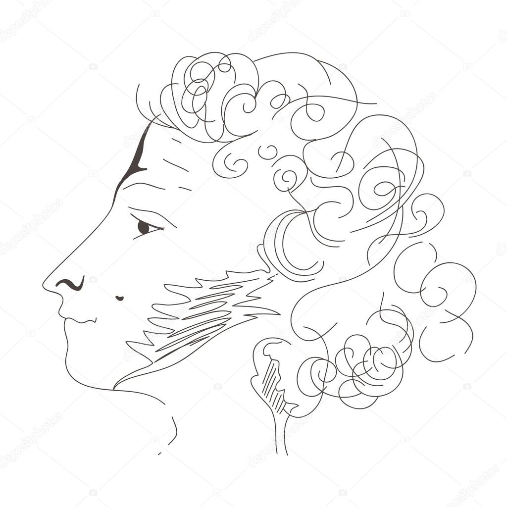 Hand drawn profile Alexandr Pushkin 