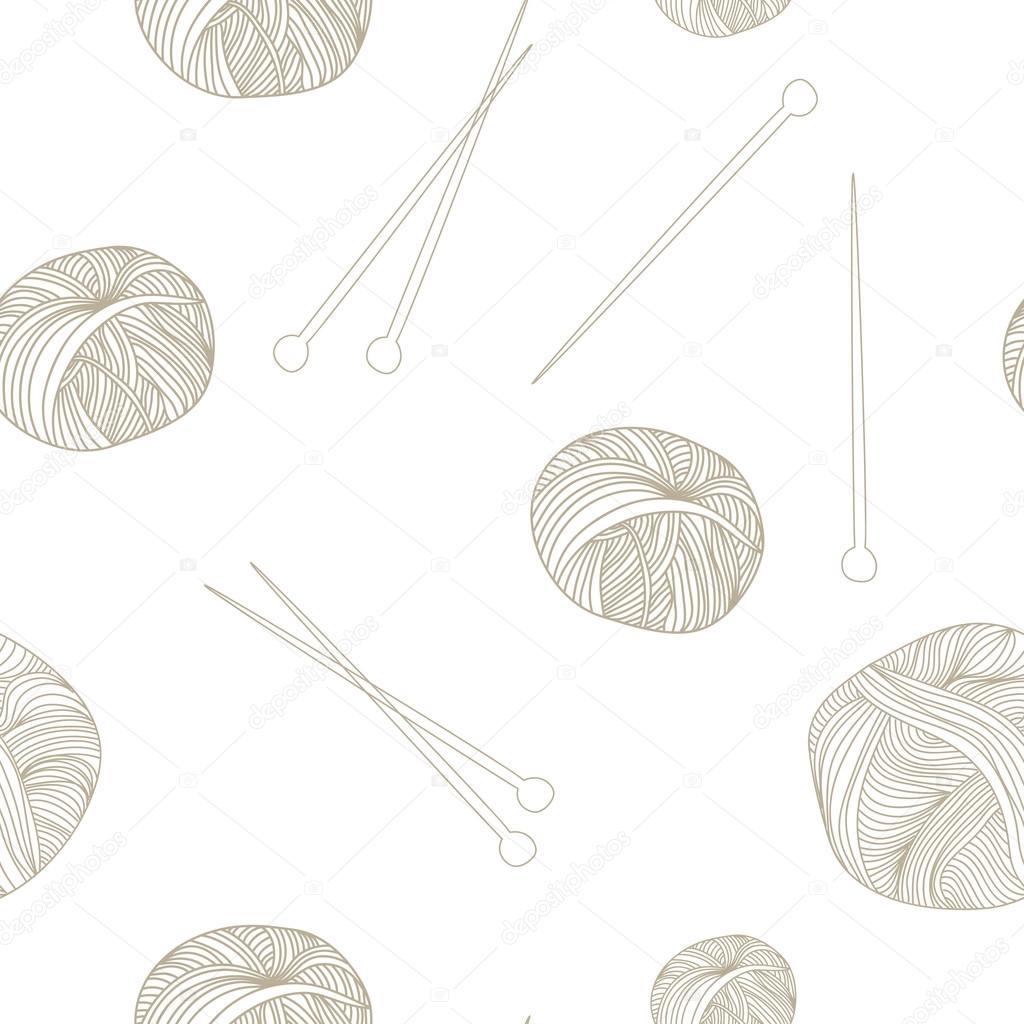 seamless pattern with wool and needles