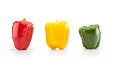 Kırmızı, sarı ve yeşil biber portre yatay çekim