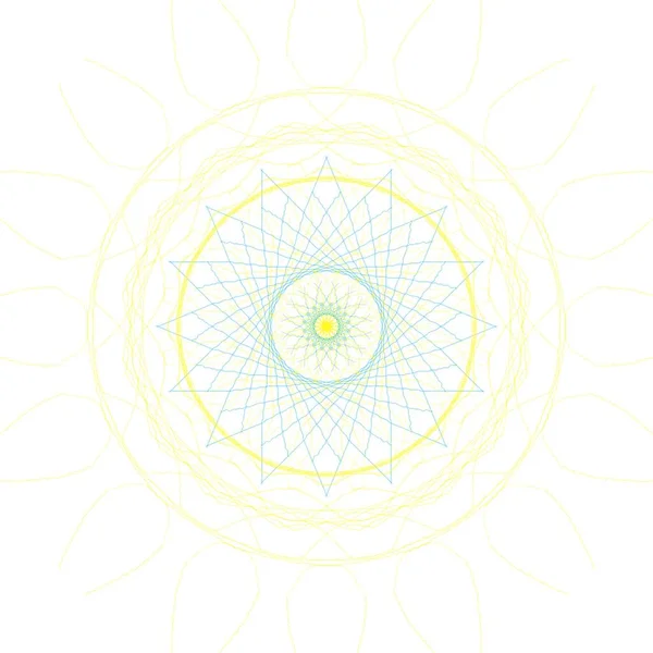 Formas Circulares Abstratas Mandalas Com Cor Azul Amarela — Fotografia de Stock
