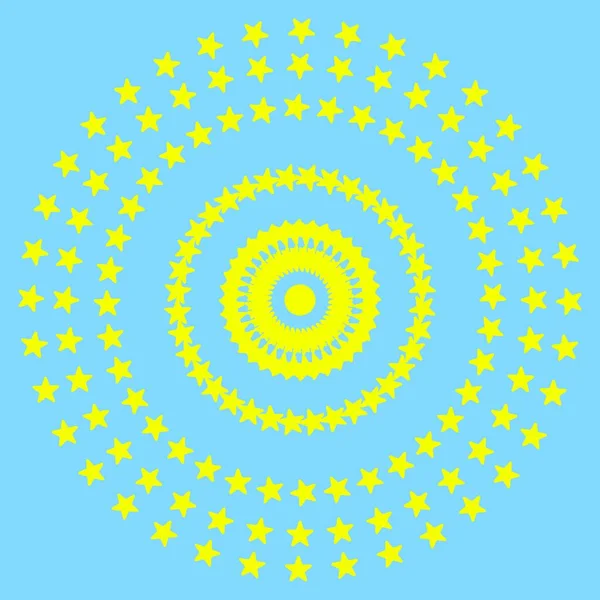 Forme Circolari Astratte Mandala Con Colore Blu Giallo — Foto Stock