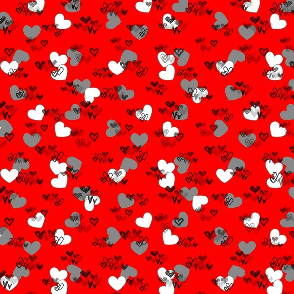 Festive Background Heart Outlines Seamless Pattern Greeting Cards Wrapping Paper — Stock Photo, Image