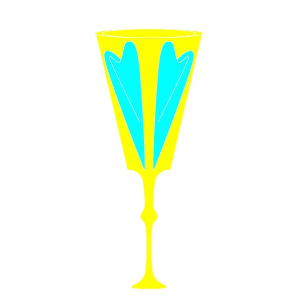Bel Bicchiere Blu Bevande Con Immagine Cuore — Foto Stock