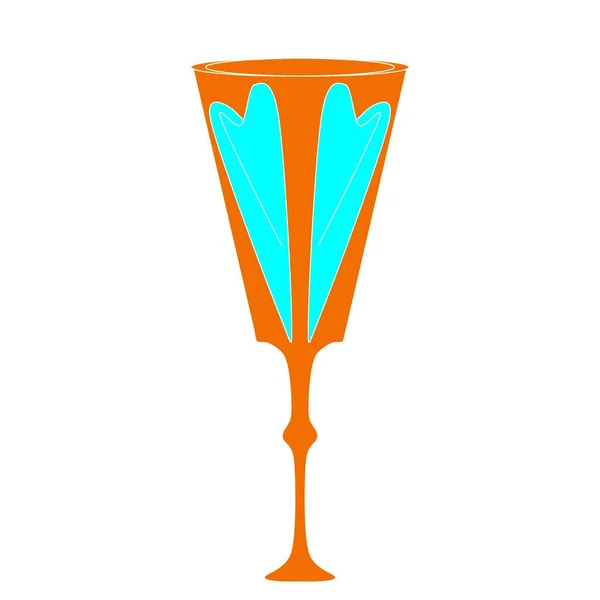 Een Prachtig Blauw Glas Voor Drankjes Met Een Afbeelding Van — Stockfoto