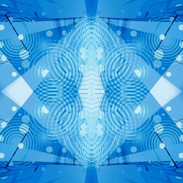 Blauw Geometrisch Patroon Kaleidoscopische Abstracte Illustratie Fantastische Ruimtepatronen — Stockfoto