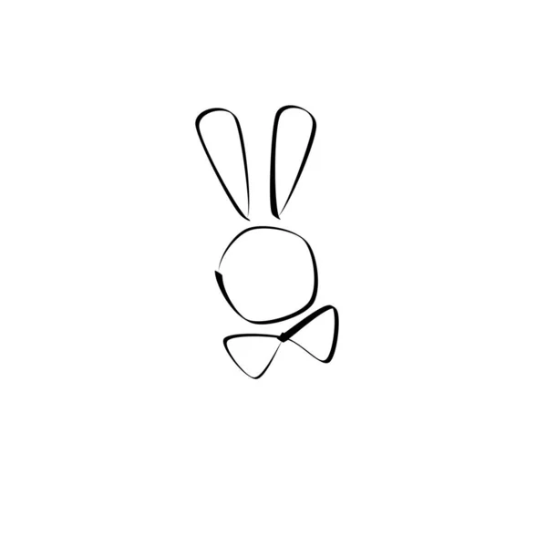 Голова Розового Кролика Кролик Бабочке Игривый Кролик Эскиз Логотипа Каракули — стоковое фото