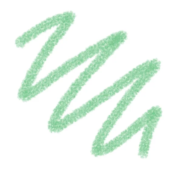 一支铅笔 绿色蜡笔的样品 一条蜿蜒的线 — 图库照片