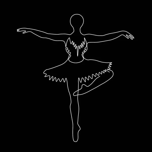 Танцовщица Балета Балетной Позе Балерина Нарисованная Одной Линией Балерина Одна — стоковый вектор