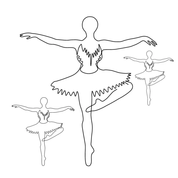 Танцовщица Балета Балетной Позе Балерина Нарисованная Одной Линией Балерина Одна — стоковый вектор