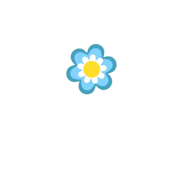 Flor Azul Sobre Fundo Branco Uma Imagem Plana Sem Sombras — Fotografia de Stock