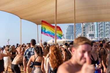 Tel Aviv, İsrail - 25 Haziran 2021: 23. Geleneksel Tel Aviv Onur Haftası. Festival etkinliği