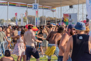 Tel Aviv, İsrail - 25 Haziran 2021: 23. Geleneksel Tel Aviv Onur Haftası. Festival etkinliği