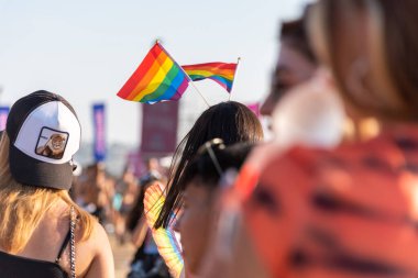 Tel Aviv, İsrail - 25 Haziran 2021: 23. Geleneksel Tel Aviv Onur Haftası. Festival etkinliği