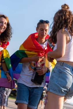 Tel Aviv, İsrail - 25 Haziran 2021: 23. Geleneksel Tel Aviv Onur Haftası. Festival etkinliği