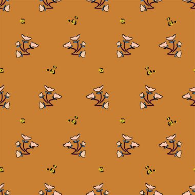 Vektör retro küçük yabani çiçek illüstrasyon motifi kusursuz tekrarla dijital dosya desenli ev dekorasyonu kumaş baskı tekstili