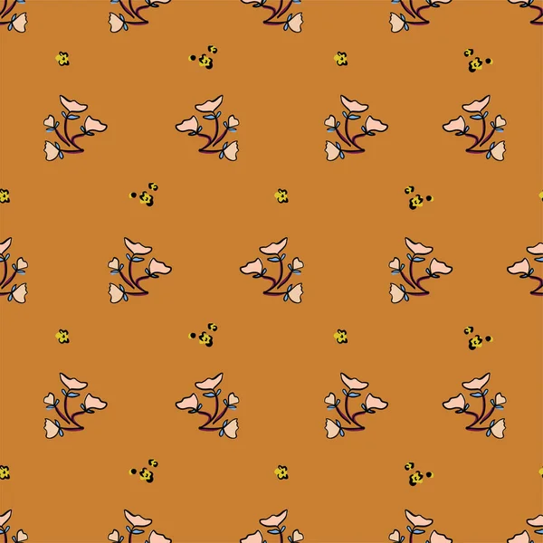 Vektör retro küçük yabani çiçek illüstrasyon motifi kusursuz tekrarla dijital dosya desenli ev dekorasyonu kumaş baskı tekstili