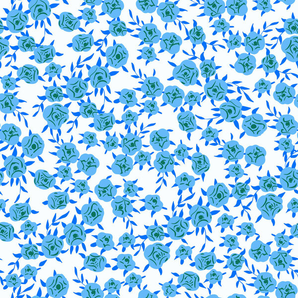 Small retro rose flower illustration motif seamless repeat pattern digital file artwork home decor print fashion fabric surface design textile ditsy floral pattern