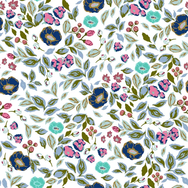 Vecteur Classique Rétro Rose Fleurs Motif Illustration Botanique Motif Répétitif — Image vectorielle