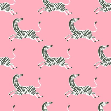 Retro neon rengi Zebra illüstrasyon motifi pürüzsüz tekrarlanmayan dijital dosya sanatsal desen baskı moda kumaş tekstil pop sanatı 