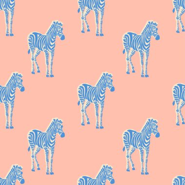 Vektör retro neon rengi Zebra illüstrasyon motifi kusursuz dijital dosya çizim evi dekoru baskı moda kumaş tekstil pop sanatı