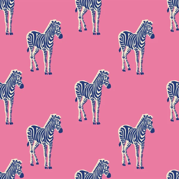 Vector Retro Neon Color Zebra Illustration Motif Seamless Repeat Pattern — Stock Vector