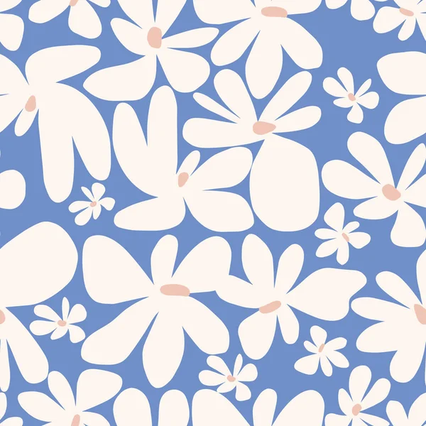 Проста Мила Ілюстрації Скандинавських Квітів Безшовний Повторюваний Візерунок Літній Будинок — стокове фото