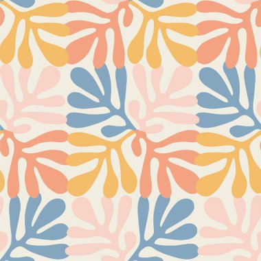 Vektör İskandinavya soyut doğa yaprağı şekillendirmesi kusursuz tekrarlanmayan mutfak desenli moda kumaş dekoru