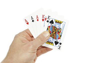 Poker oyuncu holding ful