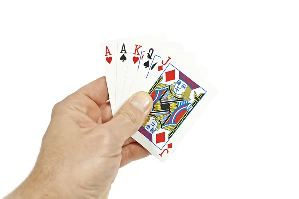 Poker player holding one pair — Stock Photo, Image