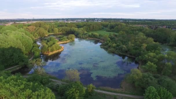 Aerial view of Ejby Mira located in Denmark — Stock Video