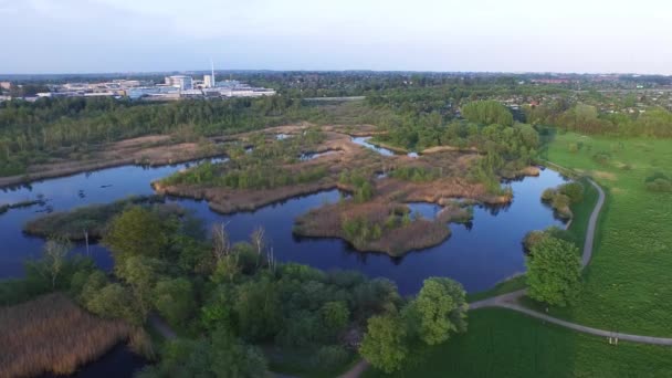 Vista aérea de Smor Mira situada en Dinamarca — Vídeo de stock