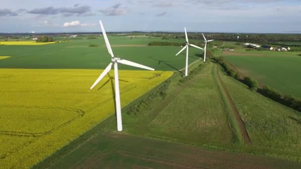 Vue aérienne des éoliennes — Video